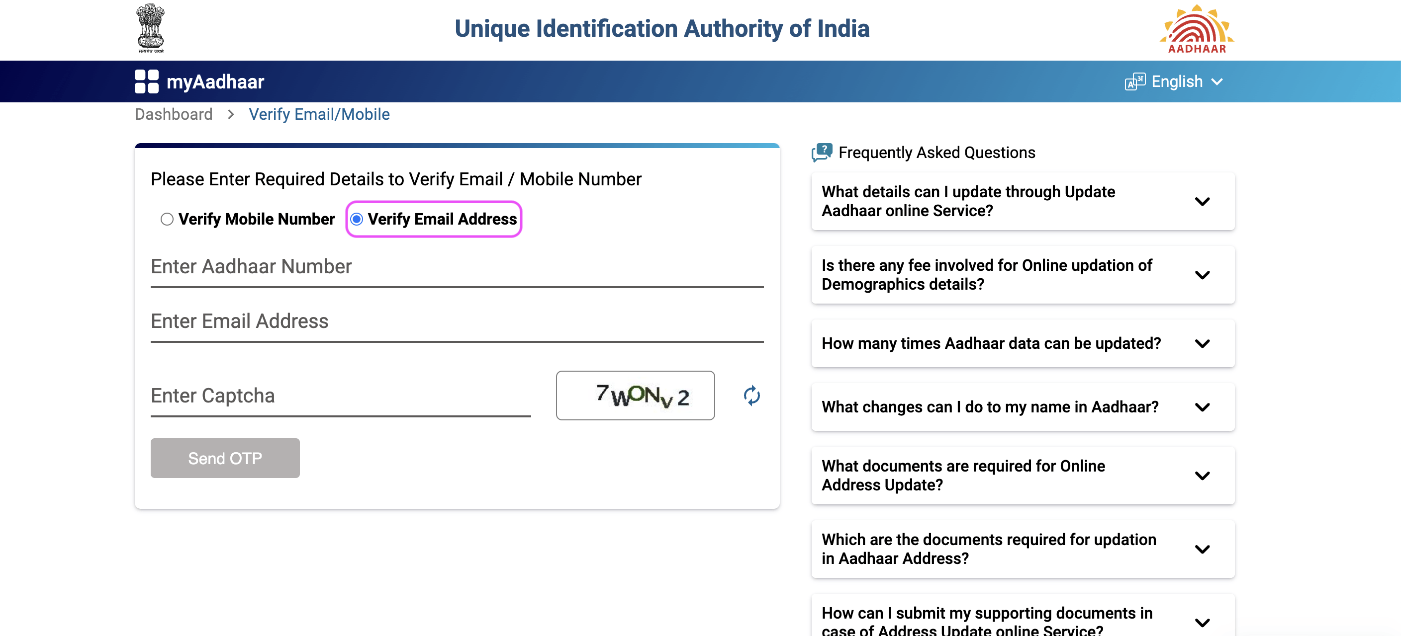 Select "Verify Email Address"