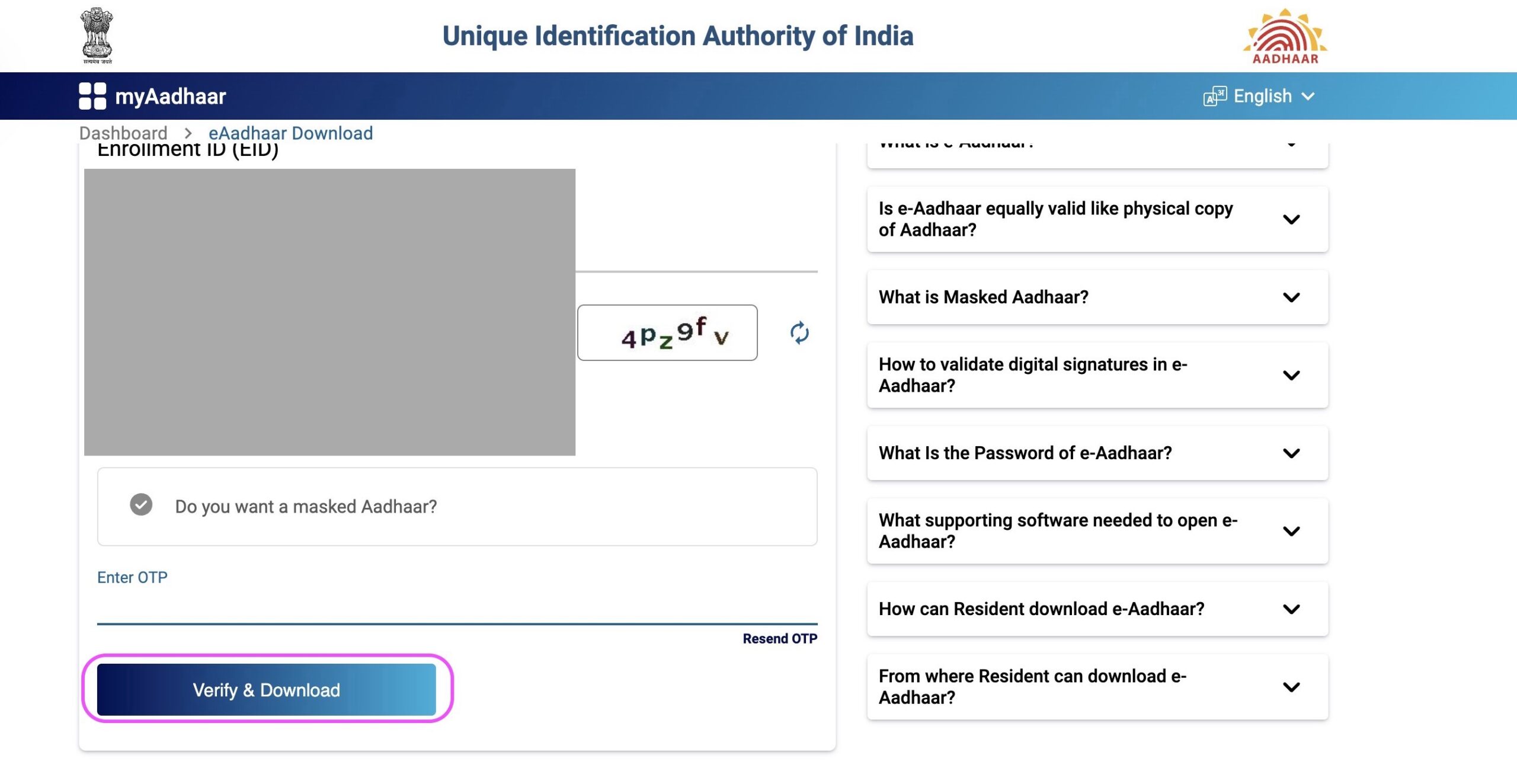 Click on "Verify & Download" button